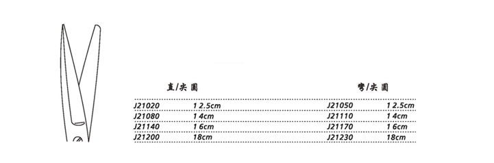 金鐘手術剪彎尖圓 J21050 12.5cm 彎尖圓